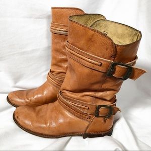 Frye Taupe Brown Distressed Pull- On Leather Boots Size 7.5 #76115